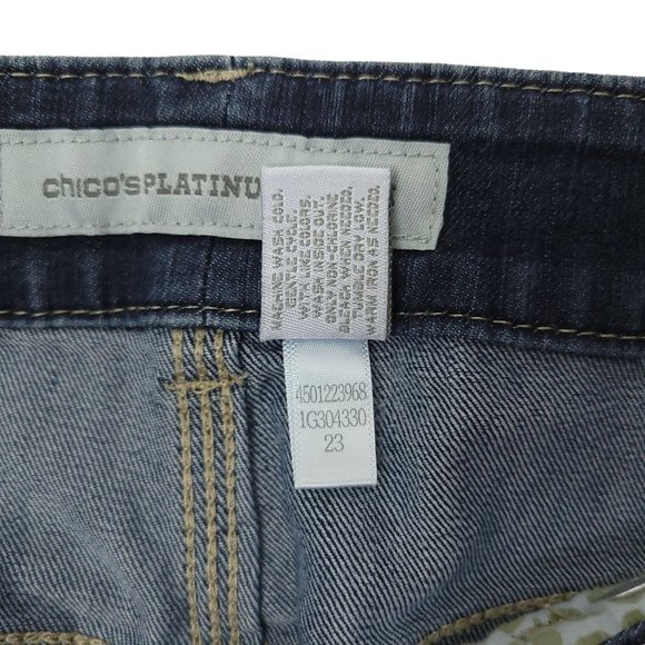 Chicos Platinum Denim Capri Jeans Size 00 US XS/2 Low Rise Crop Dark Wash - Picture 8 of 12